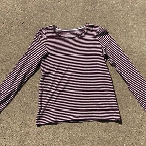 Everlane burgundy and white striped long sleeve